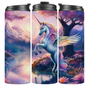 Garrafa Térmica Tumbler de Viagem Fantasia Unicórnio Mágico Brilha