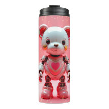Tumbler do Dia dos Namorados Urso Teddy Robô Rosa