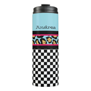 Garrafa Térmica Tumbler do leopardo e do Thermal dos verificadores