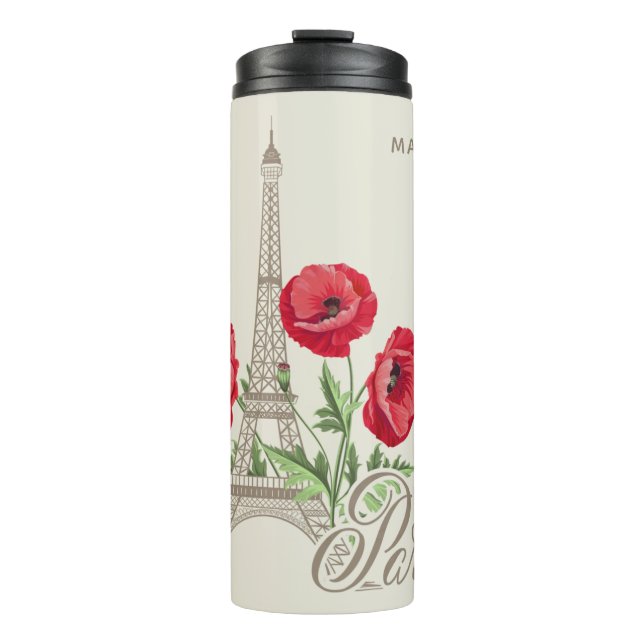 Garrafa Térmica Tumbler do nome personalizado da França de Paris (Frente)