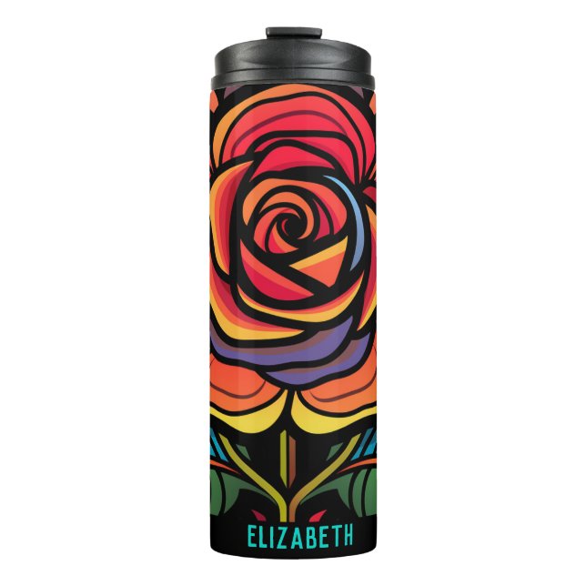 Garrafa Térmica Tumbler Floral de Flor Cugado (Frente)