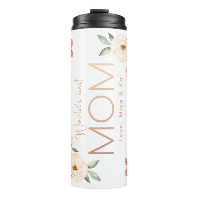Garrafa Térmica Tumbler floral MOM personalizado (Frente)