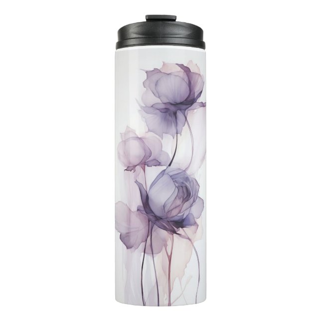 Garrafa Térmica Tumbler floral púrpura (Frente)