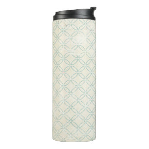 Garrafa Térmica Tumbler Isolado de Design Vintage Azul e Creme