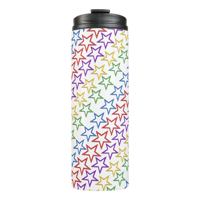 Garrafa Térmica Tumbler - Linhas de Estrelas Coloridas (Frente)