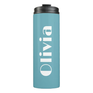 Garrafa Térmica Tumbler Nome Personalizado Retro Verde Turquesa /