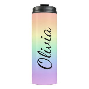 Garrafa Térmica Tumbler Personalizado Arco-Íris com Nome