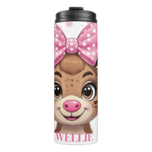 Garrafa Térmica Tumbler Personalizado de Natal com Rena e Laço par