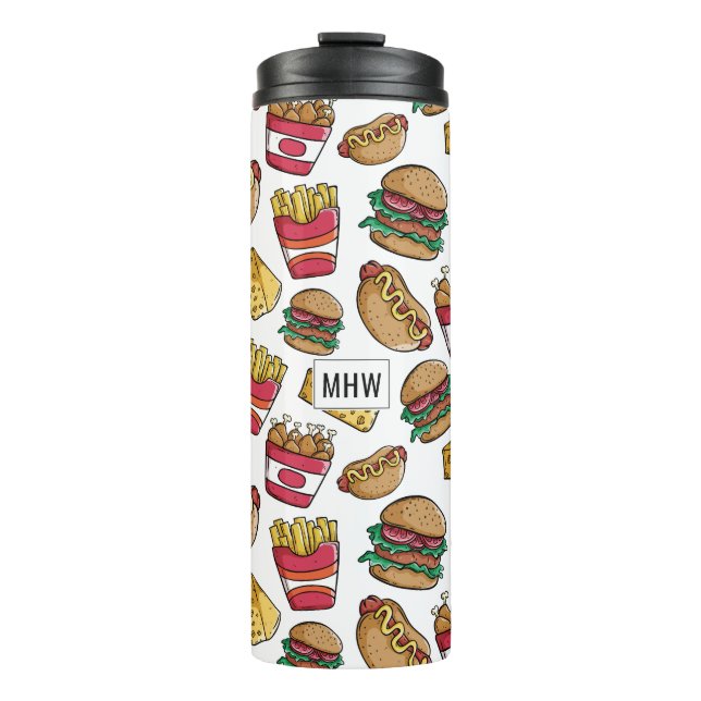 Garrafa Térmica Tumbler personalizado do padrão de Comida rápida (Frente)