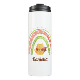 Garrafa Térmica Tumbler Personalizado Gato de Natal e Arco-íris