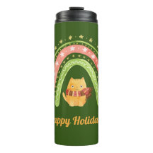 Tumbler Personalizado Gato de Natal e Arco-íris