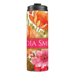 Garrafa Térmica Tumbler personalizado para bebidas florais