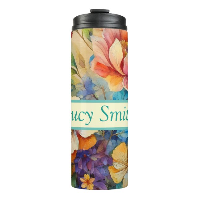 Garrafa Térmica Tumbler personalizado para bebidas florais (Frente)