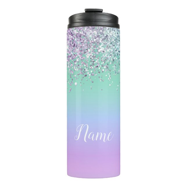 Garrafa Térmica Tumbler Personalizado Térmico da Glitter Unicorn (Frente)