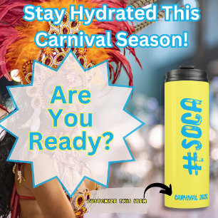 Garrafa Térmica Tumbler personalizável do tipo carnaval de Caribe