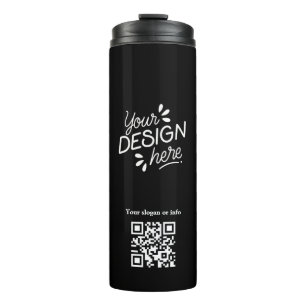 Garrafa Térmica Tumbler Preto Minimalista com Código QR Personaliz