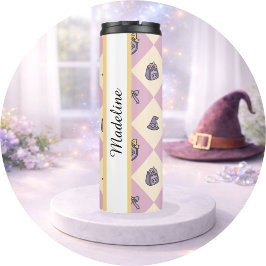 Garrafa Térmica Tumbler Rosa de Menina Personalizada Livresca Feit