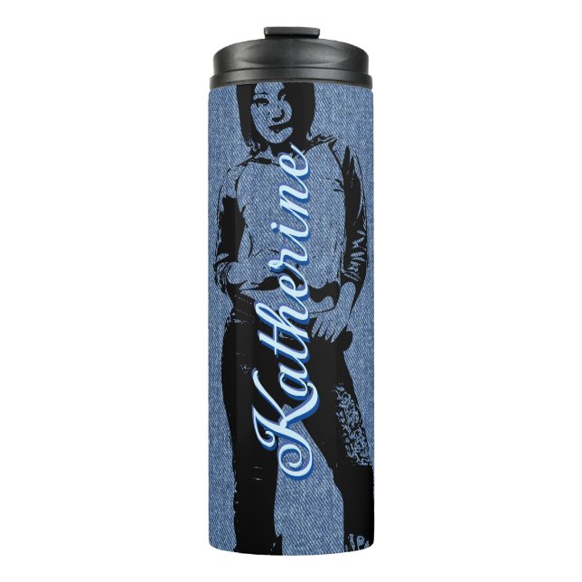 GARRAFA TÉRMICA  TUMBLER TERMAL DE COWGIRL DENIM PERSONALIZADO (Frente)