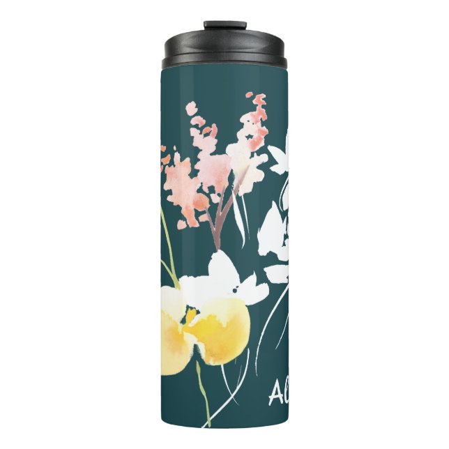 Garrafa Térmica Tumbler Termal Floral Moderno de Aquarela (Frente)