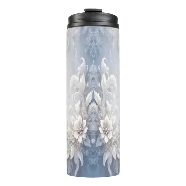 Garrafa Térmica Tumbler Termal Flourado Branco (Frente)