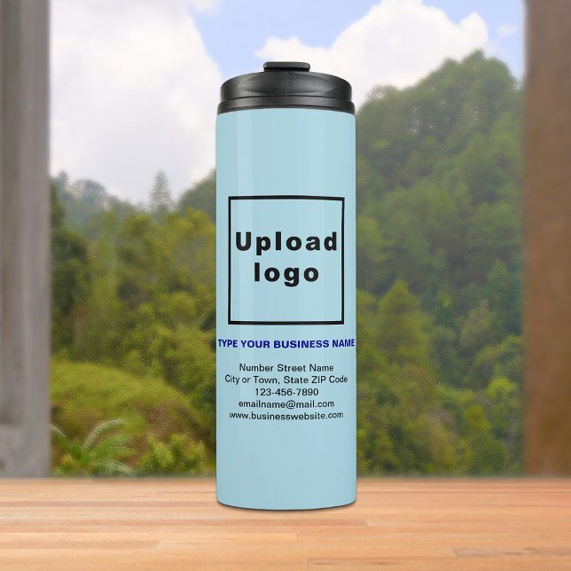 Garrafa Térmica Tumbler Térmico Azul Claro para Informações Empres (Build brand name awareness. Your business brand on light blue thermal tumbler.)