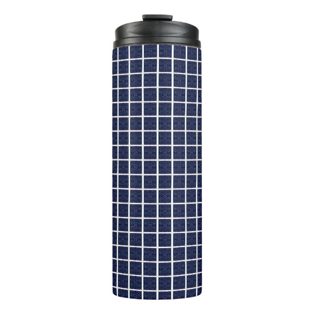 Garrafa Térmica Tumbler Térmico Azul Geométrico (Frente)