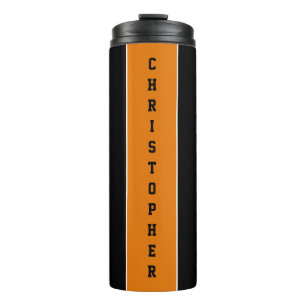 Garrafa Térmica Tumbler térmico Black Orange Stripe Personalizado