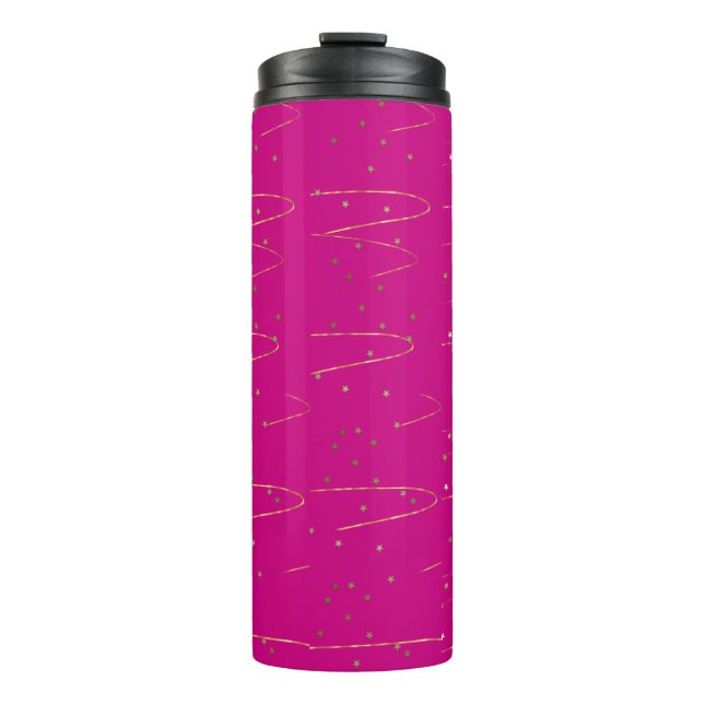 Garrafa Térmica Tumbler Térmico Celestial Dourado Rosa Quente (Frente)