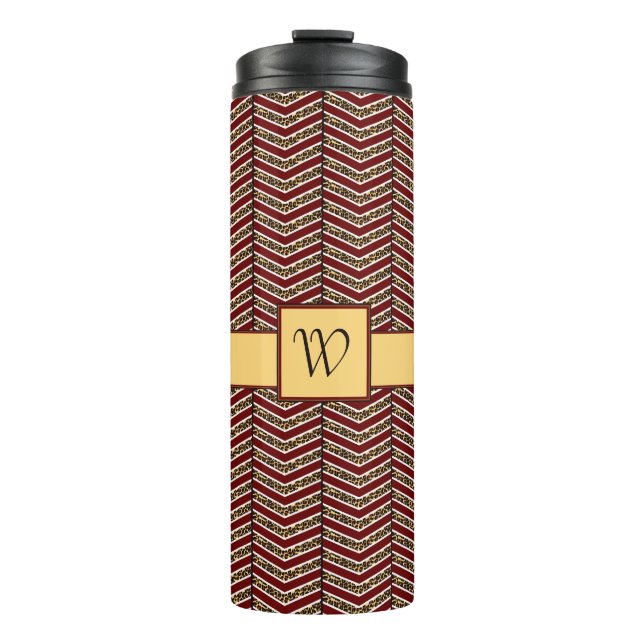 Garrafa Térmica Tumbler Térmico Chevron de Impressão Leopard (Frente)