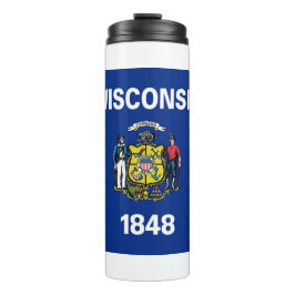 Garrafa Térmica Tumbler térmico com bandeira de Wisconsin, EUA
