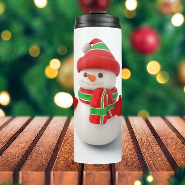 Garrafa Térmica Tumbler térmico com boneco de neve de Natal 3D (Criador carregado)