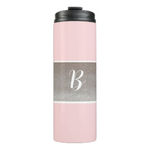 Garrafa Térmica Tumbler Térmico com Brilho Rosa Monograma
