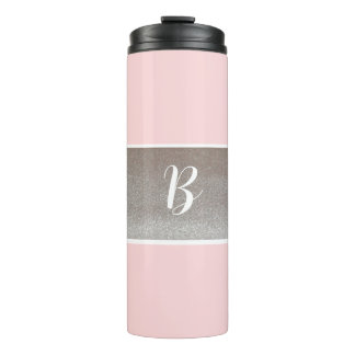 Garrafa Térmica Tumbler Térmico com Brilho Rosa Monograma