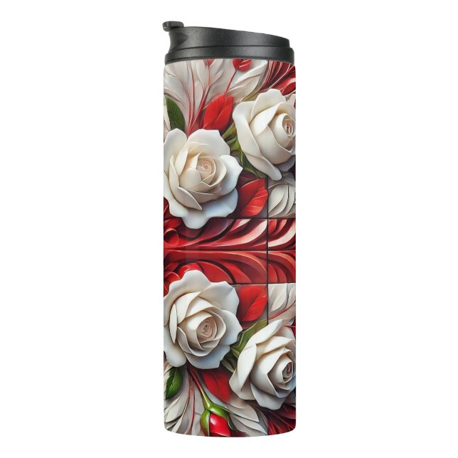 Garrafa Térmica Tumbler térmico com Design de Rosa inglês (Rotação à direita)
