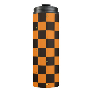 Garrafa Térmica Tumbler Térmico com Padrão Xadrez Laranja de Hallo