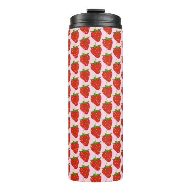 Garrafa Térmica Tumbler Térmico com Padrões de Morango  (Frente)