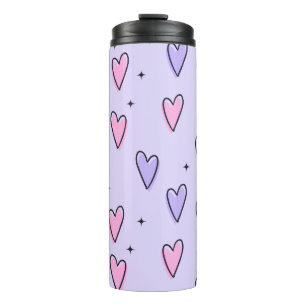 Garrafa Térmica Tumbler Térmico Corações Rosa Roxo