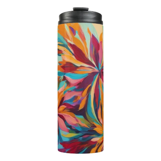 Garrafa Térmica Tumbler térmico das flores de Abstrato vibrantes (Frente)