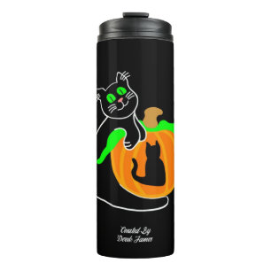 Garrafa Térmica Tumbler térmico de abóbora de gato preto