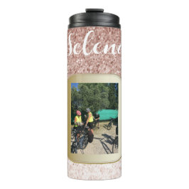 Garrafa Térmica Tumbler Térmico de Brilho Falso Dourado Rosa 