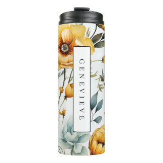 Garrafa Térmica Tumbler térmico de Caneca de viagem de Aquarela Fl