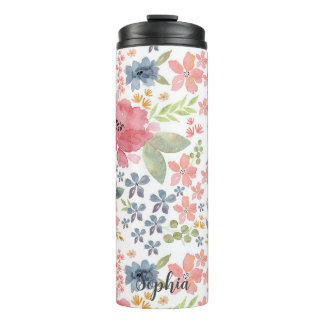 Garrafa Térmica Tumbler térmico de coloração aquosa floral Pastel 