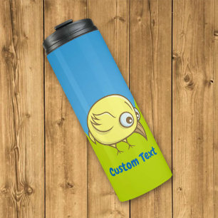 Garrafa Térmica Tumbler térmico de desenho de ave amarelo