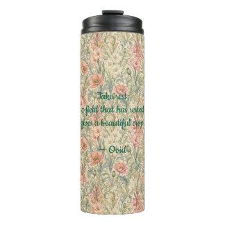 Garrafa Térmica Tumbler Térmico de Flor Silvestre Pastel com Citaç