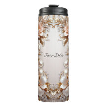 Tumbler Térmico de Flores Rosa Suave e Brancas