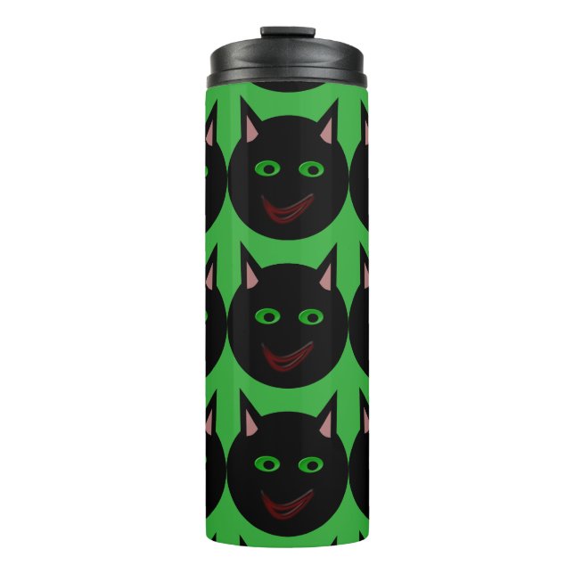 Garrafa Térmica Tumbler Térmico de Gato Preto das Halloween (Frente)