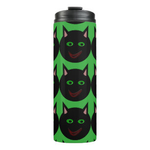 Garrafa Térmica Tumbler Térmico de Gato Preto de Halloween