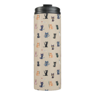 Garrafa Térmica Tumbler Térmico de Gatos e Facas