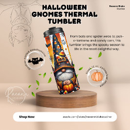 Garrafa Térmica Tumbler Térmico de Gnomos de Halloween