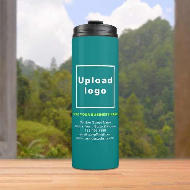 Garrafa Térmica Tumbler Térmico de Informações Comerciais (Build brand name awareness. Your business brand on teal green thermal tumbler.)